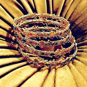 SET of Four 22 Carat Bollywood Gold Plated Multi-Stone Bangles